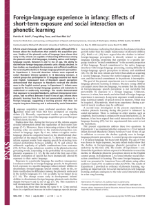 Foreign-language experience in infancy: Effects of phonetic learning