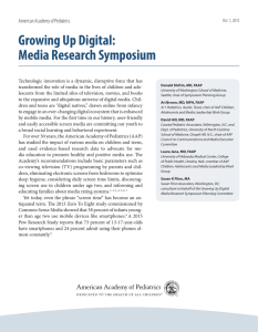 Growing Up Digital: Media Research Symposium American Academy of Pediatrics