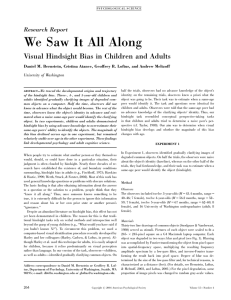 We Saw It All Along Research Report