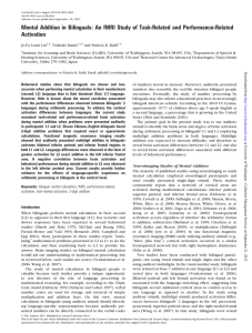 Mental Addition in Bilinguals: An fMRI Study of Task-Related and... Activation