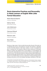 Socio-Interactive Practices and Personality in Adult Learners of English With Little