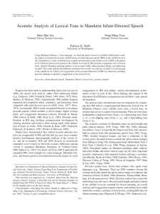 Acoustic Analysis of Lexical Tone in Mandarin Infant-Directed Speech Huei-Mei Liu