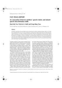 FAST-TRACK REPORT An association between mothers’ speech clarity and infants’