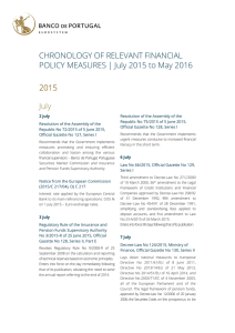 CHRONOLOGY OF RELEVANT FINANCIAL 2015