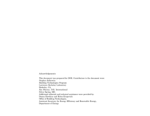 Acknowledgements This document was prepared for DOE. Contributors to the document... Stephen Selkowitz