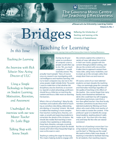 Bridges Teaching for Learning In this Issue