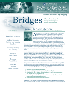 Bridges From Plans to Action In this issue...