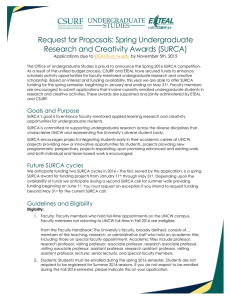 Request for Proposals: Spring Undergraduate Research and Creativity Awards (SURCA)