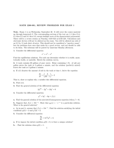 MATH 2280-001, REVIEW PROBLEMS FOR EXAM 1