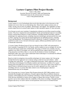 Lecture Capture Pilot Project Results