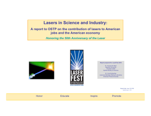 Lasers in Science and Industry : jobs and the American economy