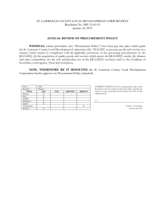 ST. LAWRENCE COUNTY LOCAL DEVELOPMENT CORPORATION Resolution No. MIC-15-01-01 January 22, 2015