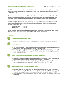 Procurement Card (PCard) Procedure  Effective date January 1, 2016