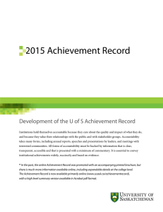 2015 Achievement Record Development of the U of S Achievement Record