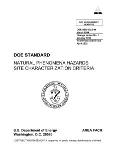 DOE STANDARD NATURAL PHENOMENA HAZARDS SITE CHARACTERIZATION CRITERIA U.S. Department of Energy