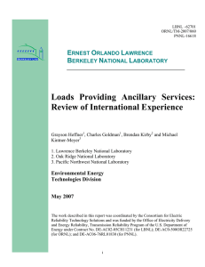 Loads Providing Ancillary Services: Review of International Experience E