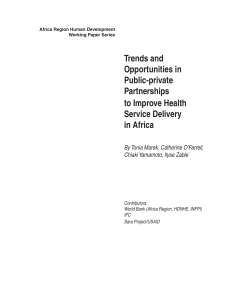 Trends and Opportunities in Public-private Partnerships