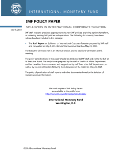 IMF POLICY PAPER SPILLOVERS IN INTERNATIONAL CORPORATE TAXATION