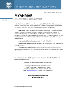MYANMAR 2011 ARTICLE IV CONSULTATION