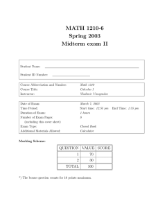 MATH 1210-6 Spring 2003 Midterm exam II