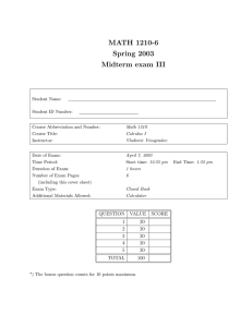 MATH 1210-6 Spring 2003 Midterm exam III