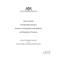 Basic Standards for Fellowship Training in Geriatrics in Osteopathic Family Medicine