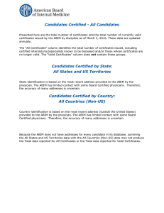 Candidates Certified - All Candidates