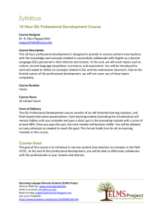 Syllabus 10-Hour ESL Professional Development Course