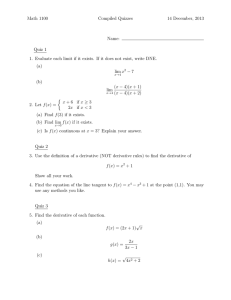 Math 1100 Compiled Quizzes 14 December, 2013 Name: