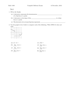 Math 1100 Compiled Midterm Exams 13 December, 2013 Test 1