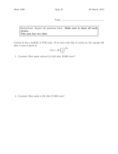 Math 1090 Quiz 25 26 March, 2012 Name: