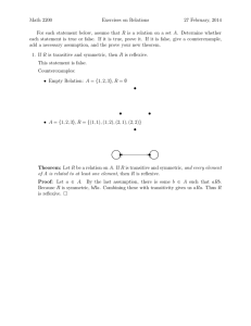 Math 2200 Exercises on Relations 27 February, 2014