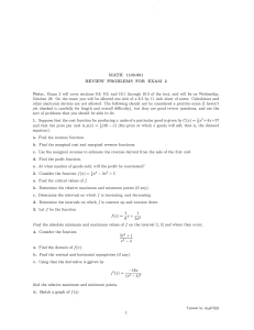 MATH 1100-001 REVIEW PROBLEMS FOR EXAM 2