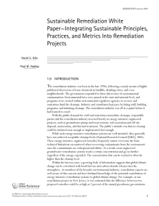 Sustainable Remediation White Paper—Integrating Sustainable Principles, Practices, and Metrics Into Remediation