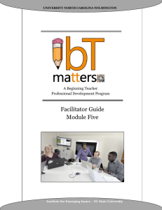 Facilitator Guide Module Five A Beginning Teacher Professional Development Program