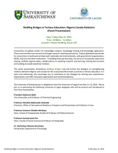 Building Bridges in Tertiary Education: Nigeria Canada Relations (Panel Presentation)