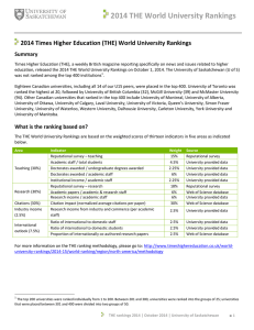 2014 THE World University Rankings Summary