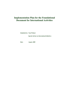 Implementation Plan for the Foundational Document for International Activities