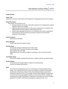 Enrolment Action Plan  2009  Project Charter 