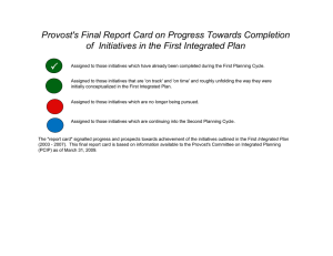 Provost's Final Report Card on Progress Towards Completion