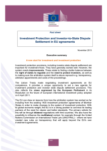 Investment Protection and Investor-to-State Dispute Settlement in EU agreements