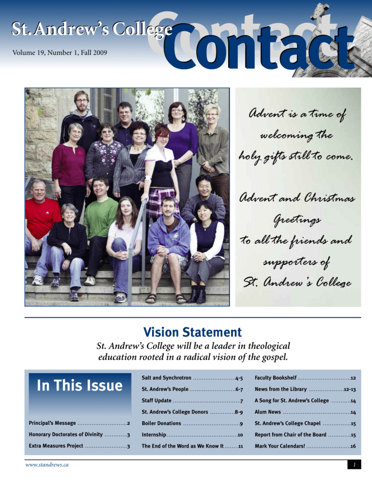 Contact St Andrew s College Vision Statement