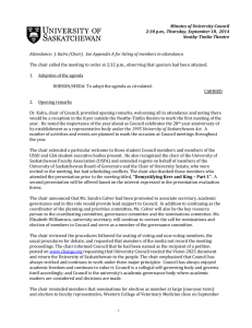 Minutes	of	University	Council 2:30	p.m.,	Thursday,	September	18,		2014 Neatby‐Timlin	Theatre