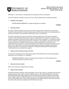 Minutes	of	University	Council 2:30	p.m.,	Thursday,	February	27,		2014 Neatby‐Timlin	Theatre