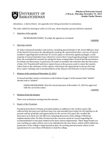 Minutes	of	University	Council 2:30	p.m.,	Thursday,	December	19,		2013 Neatby‐Timlin	Theatre