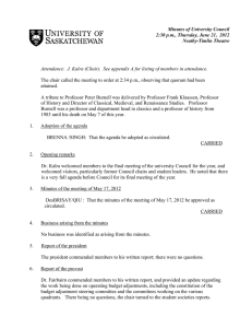 Minutes of University Council 2:30 p.m., Thursday, June 21,  2012
