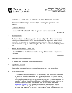 Minutes of University Council 2:30 p.m., Thursday, May 17,  2012