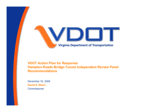 VDOT Action Plan for Response Hampton Roads Bridge-Tunnel Independent Review Panel Recommendations