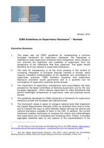 CEBS Guidelines on Supervisory Disclosure - Revised