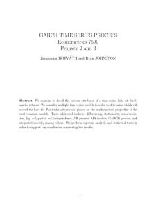 GARCH TIME SERIES PROCESS Econometrics 7590 Projects 2 and 3 Zsuzsanna HORV ´